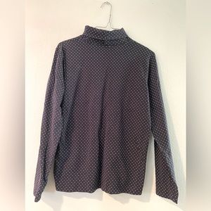 Blue and white polka dot turtle neck sweater